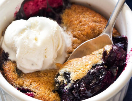 Blueberry Balsamic Cobbler with Vanilla Ice Cream